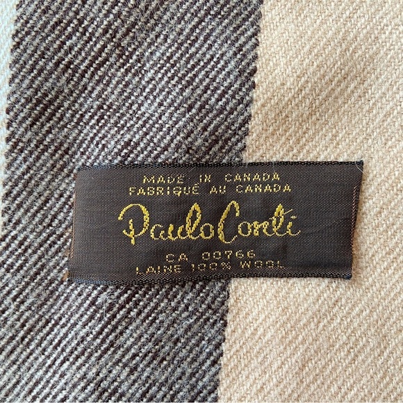 Vintage Paulo Conti Pure Wool Plaid Rectangle Scarf  with Fringe - Picture 8 of 9